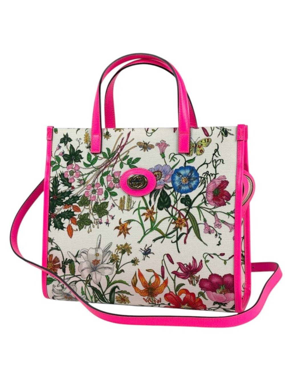 Gucci Handbag Flora 2-Way Canvas Pink Multicolor